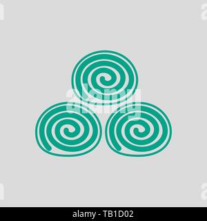 Towel Rolls Icon. Green on Gray Background. Vector Illustration. Stock Vector