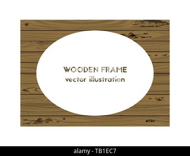 Circle old frame. Vector illustration. Wood texture Stock Vector