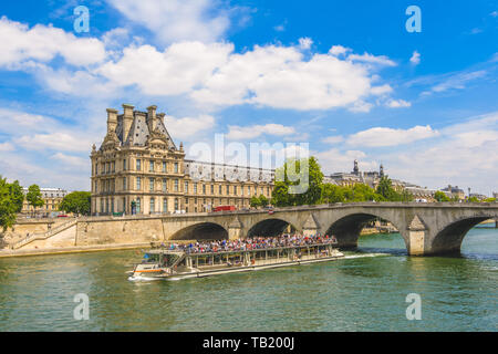 View of the museum Louvre and Pond Royal from Seine river Stock Photo