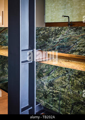 Kitchen bench detail. Elizabeth Bay Apartment, Elizabeth Bay, Australia. Architect: Rolf Ockert Architect, 2019. Stock Photo