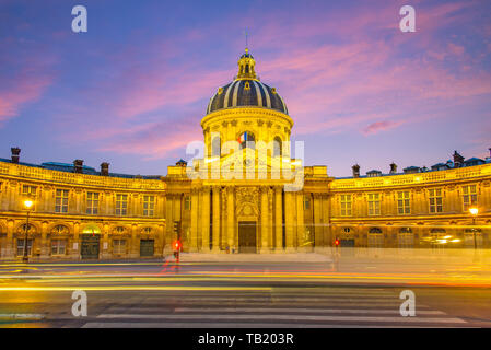 night scene of French institute at Paris, France Stock Photo