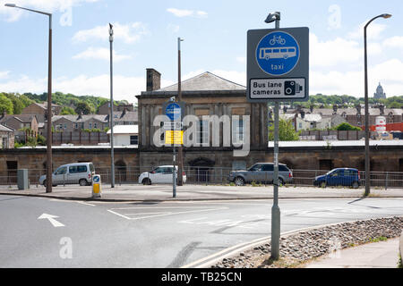 Lancaster, Lancashire, United Kingdom, 29th May 2019, Lancashire County Council has installed CCTV cameras to monitor the Bus lanes over Skerton & The Grey Hound Bridges together with Parliment Street  and Morecambe Road in Lancaster. The County Council have installed the Cameras to enforce the bus lane and say it is in an effort to improve the Bus service around the city and they do not want to make any money from the cameras. Credit: Photographing North/Alamy Live News Stock Photo