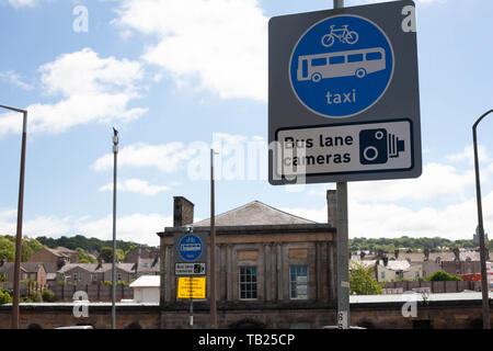 Lancaster, Lancashire, United Kingdom, 29th May 2019, Lancashire County Council has installed CCTV cameras to monitor the Bus lanes over Skerton & The Grey Hound Bridges together with Parliment Street  and Morecambe Road in Lancaster. The County Council have installed the Cameras to enforce the bus lane and say it is in an effort to improve the Bus service around the city and they do not want to make any money from the cameras. Credit: Photographing North/Alamy Live News Stock Photo