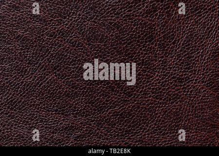 lacquered black leather texture background, closeup. Dark brown backdrop from wrinkle skin, structure of textile. Stock Photo