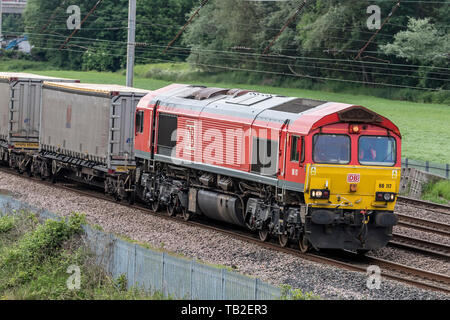 DB Schenker Class 66 diesel freight locomotive at Winwick. Stock Photo