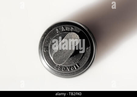 Antique switch on off bakelite, isolated on white background, close-up Stock Photo