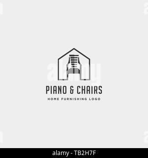 music furniture logo design vector icon illustration icon isolated Stock Vector