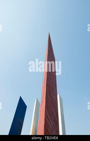 Torres de Satelite a colaborative effort by the sculptor Mathias Goeritz and the Architect Luis Barragan in the Satelite suburb of Mexico City, Estado Stock Photo