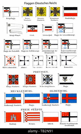 flags used by and in Germany, Flaggen aus dem Deutschen Reich, 19. Jahrhundert  Stock Photo - Alamy