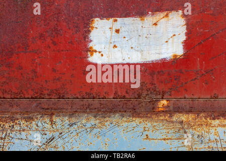 Scratch and rust markings on old metal wall Stock Photo