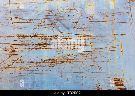 Scratch and rust markings on old metal wall Stock Photo
