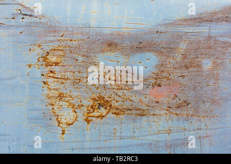 Scratch and rust markings on old metal wall Stock Photo