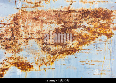Scratch and rust markings on old metal wall, close up Stock Photo