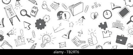 Vector business doodles full vector large banner Stock Vector
