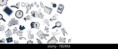 Vector business doodles full vector large banner Stock Vector