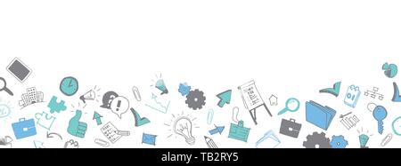 Vector business doodles full vector large banner Stock Vector