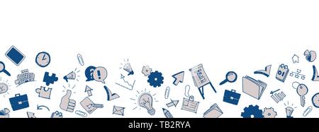 Vector business doodles full vector large banner Stock Vector