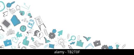 Vector business doodles full vector large banner Stock Vector