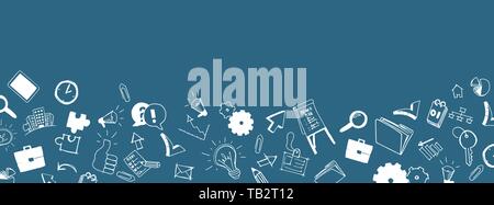 Vector business doodles full vector large banner Stock Vector