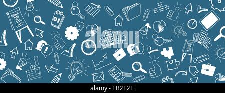 Vector business doodles full vector large banner Stock Vector