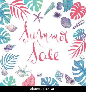 Summer sale illustrations doodles full vector background Stock Vector