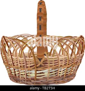 Empty brown wicker basket vector isolated illustration Stock Vector