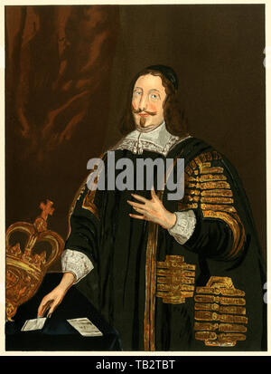 William Lenthall, Speaker of the House of Commons, 1600s. Color lithograph from a copy by Thomas Athow in the Bodleian Library Stock Photo