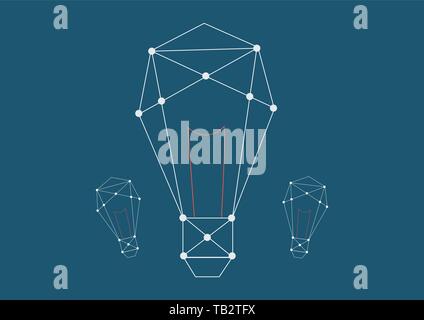 Simple Light Bulb Concept Made Of White Dots On Dark Blue Background Stock Vector