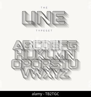 Outline modern alphabet, line vector typeset, blend effect letters. Best typography design for banner, poster, flyer and presentation. Monogram logo Stock Vector