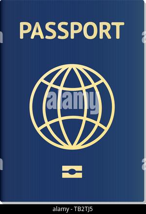 Blue passport. International identification document for travel. Vector image about identification, travel, check-in, tourism, passport control Stock Vector