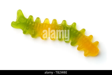 Top view of sweet jelly worm isolated on white Stock Photo