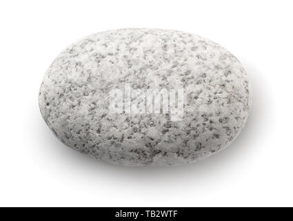 Top view of single white pebble isolated on white Stock Photo