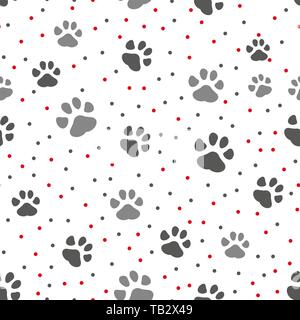 Dog paw track. Seamless animal pattern of paw footprint. Vector illustration. eps 10. Stock Vector