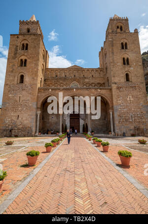 The Cathedral of Cefalù (Duomo di Cefalù)  Roman Catholic basilica in Cefalù, Sicily. Stock Photo