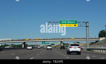 Dallas, Texas, USA, 05202019 - Highway and highway signs. Chambers St ...