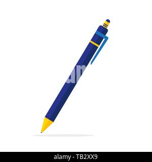 Pen icon in flat design. Vector illustration. Ballpoint Pen. Pen icon isolated. Stock Vector