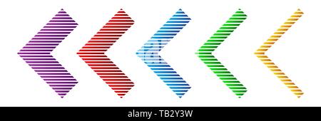 Set of color striped arrows. Vector illustration. Abstract arrows isolated. Arrow icon Stock Vector