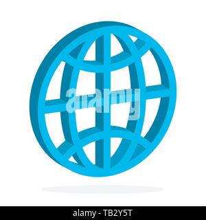 3D Globe icon isolated. Vector illustration. Symbol of Earth. Planet icon. World symbol Stock Vector