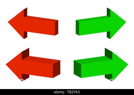 Set of color 3D Arrows. Vector illustration. Arrows collection isolated Stock Vector