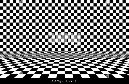 Black chess background. Vector illustration. Black and white squares. Checkered background Stock Vector