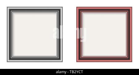 Set of chrome glossy Frames. Vector illustration. Square Photo Frames isolated Stock Vector