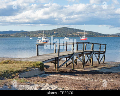 A small jetty at St Helens on the East Coast of Tasmania in Australia. Stock Photo