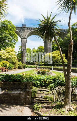 The Grade II listed Trenance Railway Viaduct in Newquay in Cornwall. Stock Photo