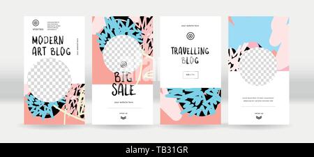 Abstract backgrounds for social media. Trendy stories templates for social networks. vector Eps 10 Stock Vector