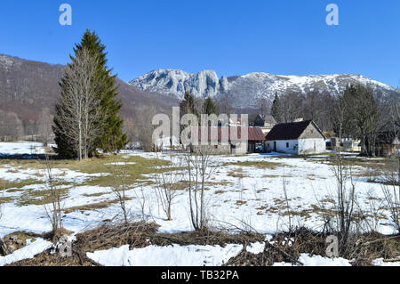 Picturesque mountain village in early spring Stock Photo