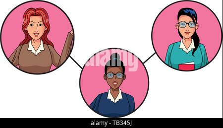 businesswomen avatar profile picture in round icons Stock Vector