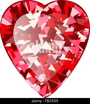 Ruby heart jewelry icon. Realistic illustration of ruby heart jewelry ...