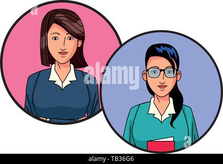 businesswomen avatar profile picture in round icons Stock Vector