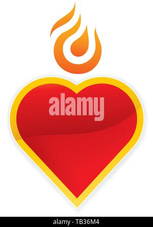 Vector illustration. Clean and bright burning heart in geometrical shape. Stock Vector