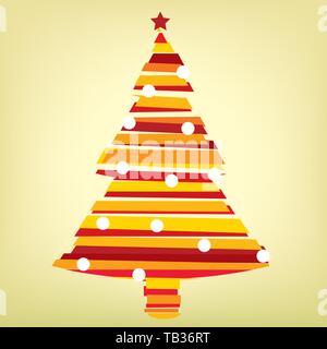 Vector illustration. Christmas tree striped in red colors. Stock Vector